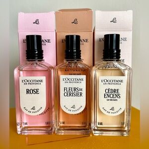 L’Occitane ROSE , FLEURS DE CERISIER, CÈDRE ENCENS New in Box Bundle Retail $255